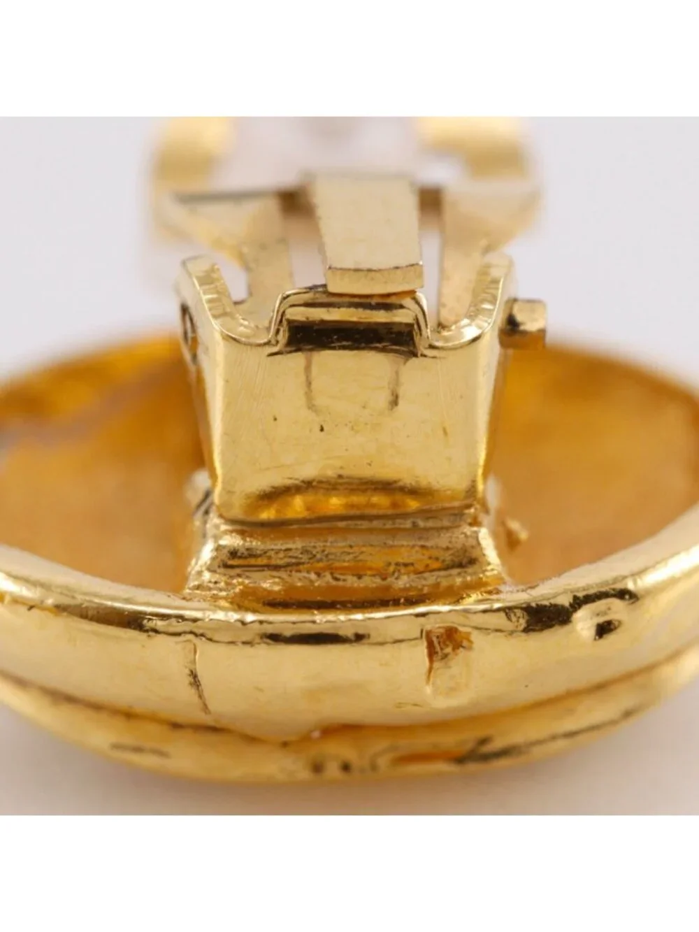 Chanel CC Logo Vintage Gold Plated Earrings
